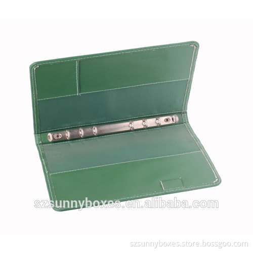 A5 Leather Portfolio Folder Plastic Green PVC 6 Ring Binder Mechanism